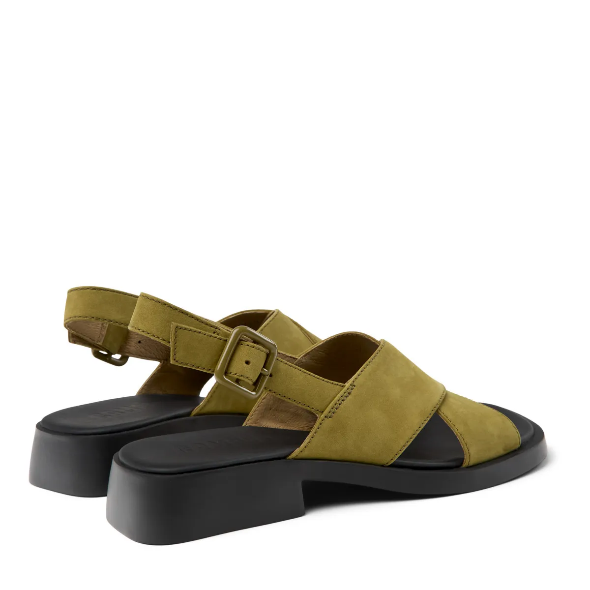 Slingback Sandale mit gekreuzten Riemen und Blockabsatz