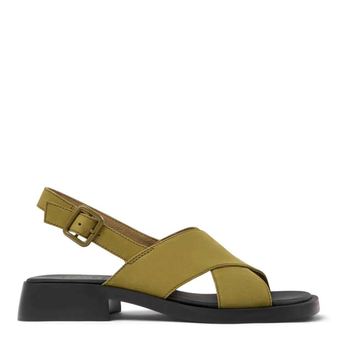 Slingback Sandale mit gekreuzten Riemen und Blockabsatz