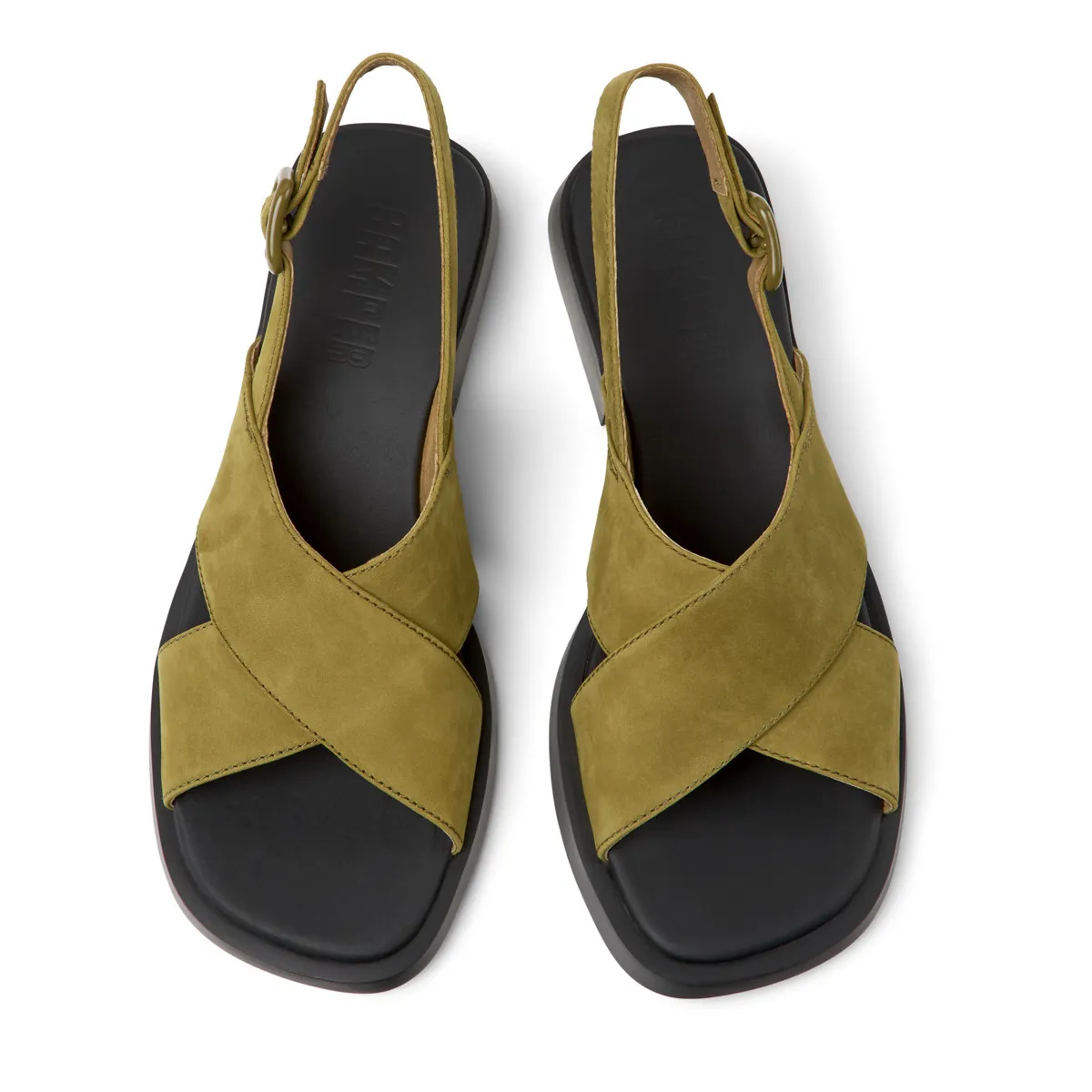 Slingback Sandale mit gekreuzten Riemen und Blockabsatz