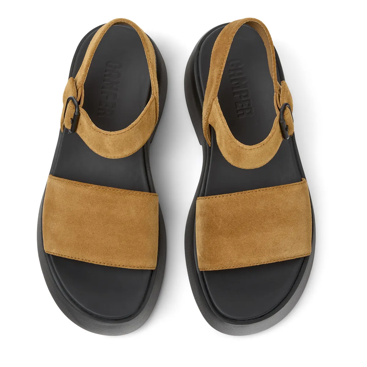 Plateau-Sandalen aus Wildleder mit Knöchelriemen