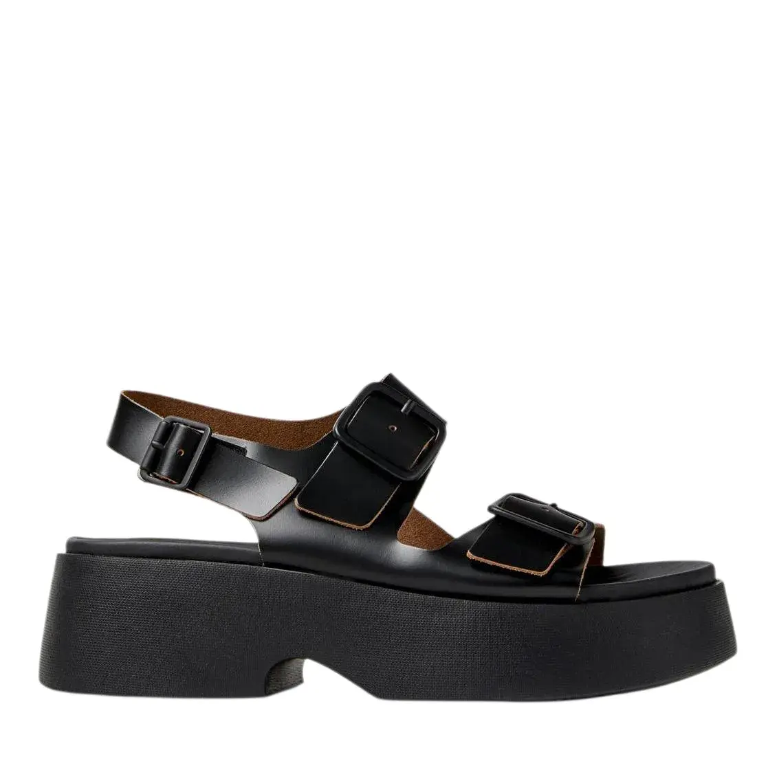 Schwarze Plateau-Sandalen mit Schnallenriemen