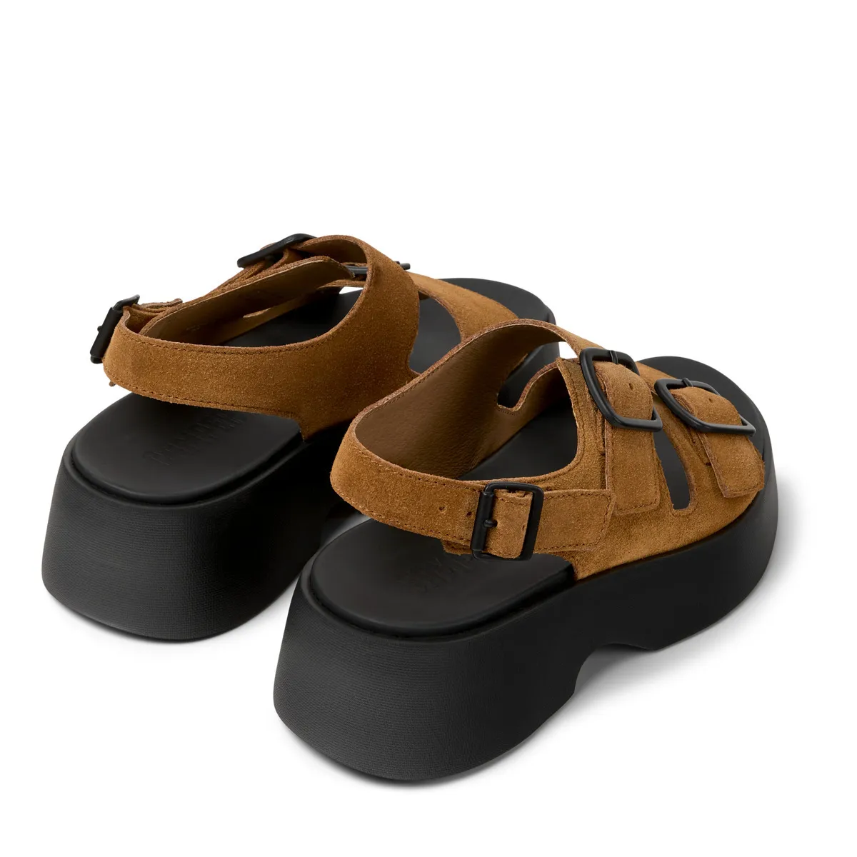 Plateau-Sandalen aus Wildleder mit Schnallen
