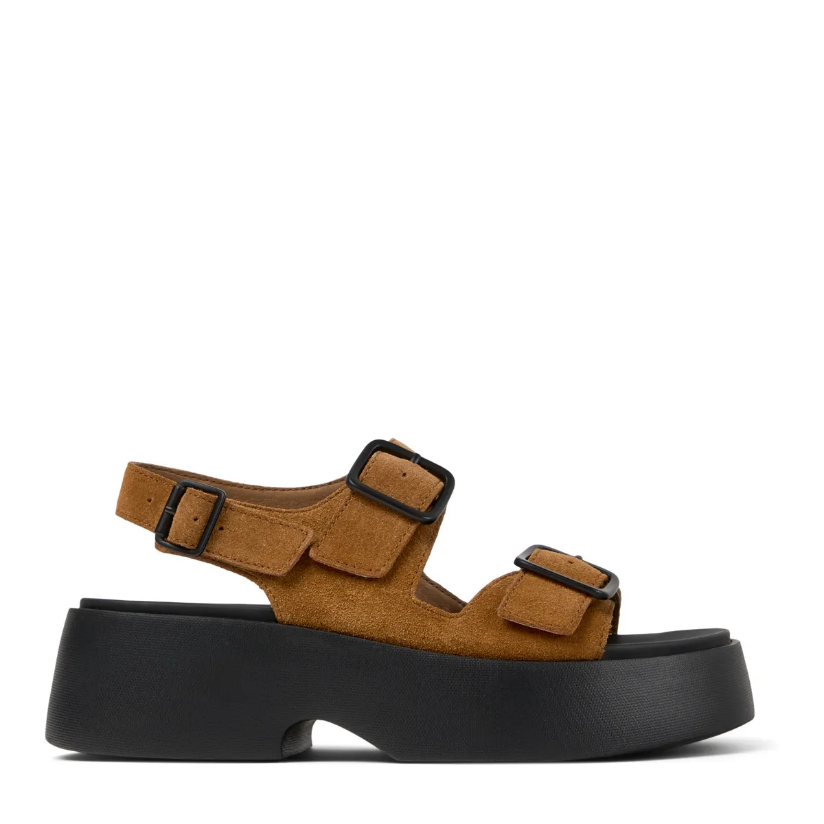 Plateau-Sandalen aus Wildleder mit Schnallen