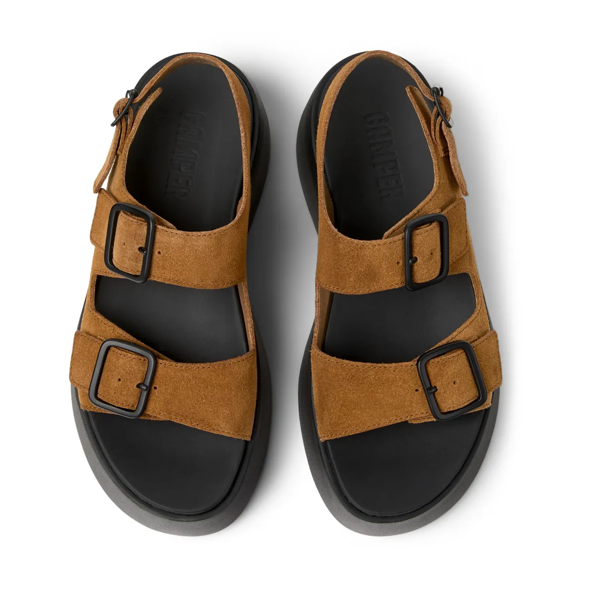 Plateau-Sandalen aus Wildleder mit Schnallen