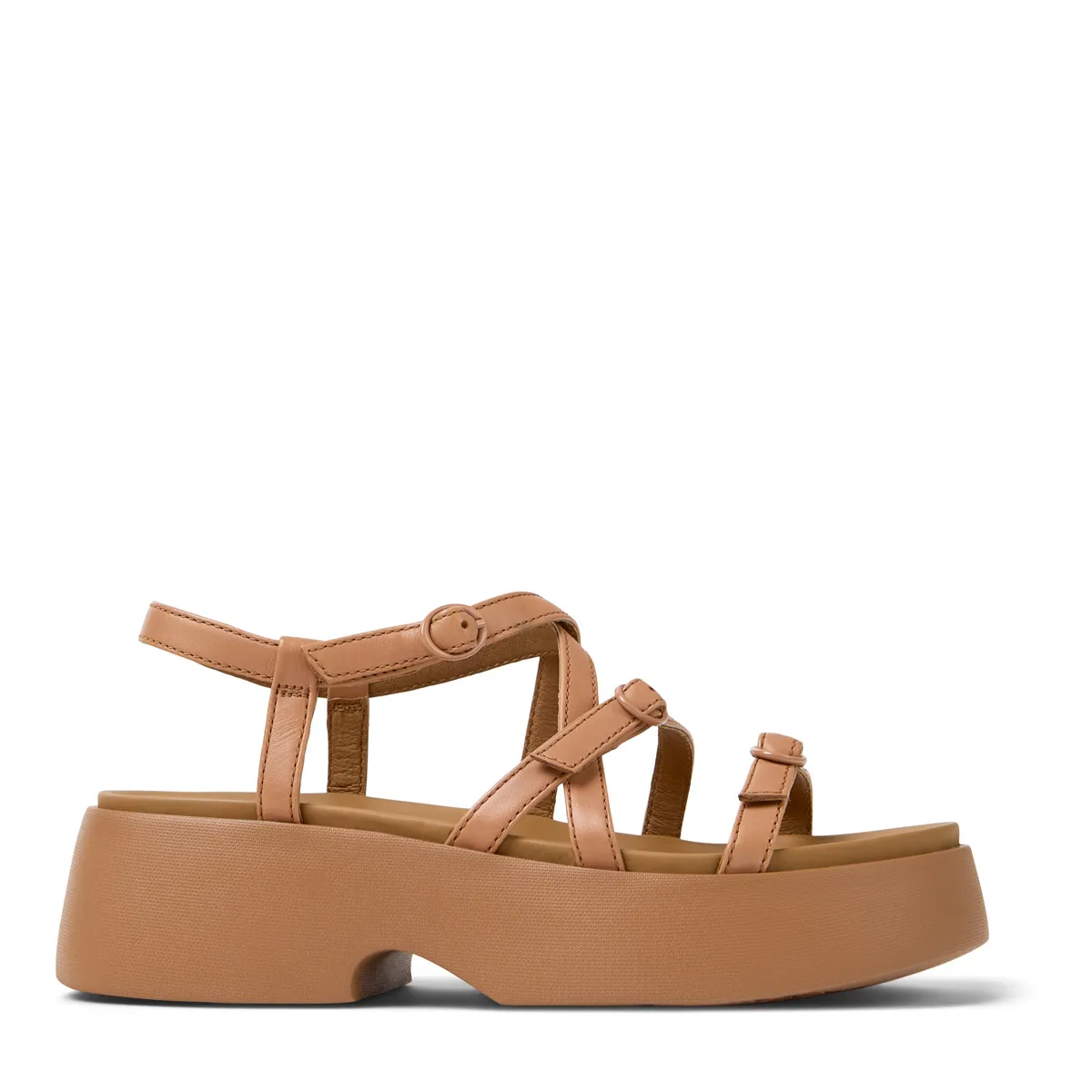 Plateau-Riemchensandalen mit Schnallen