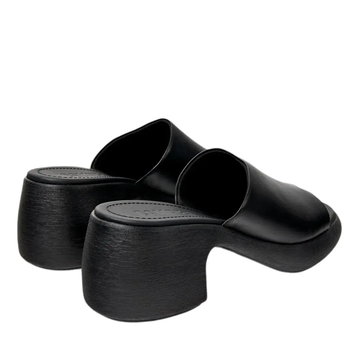 Schwarze Mules mit Absatz aus Leder