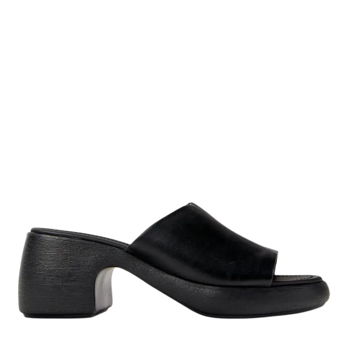 Schwarze Mules mit Absatz aus Leder