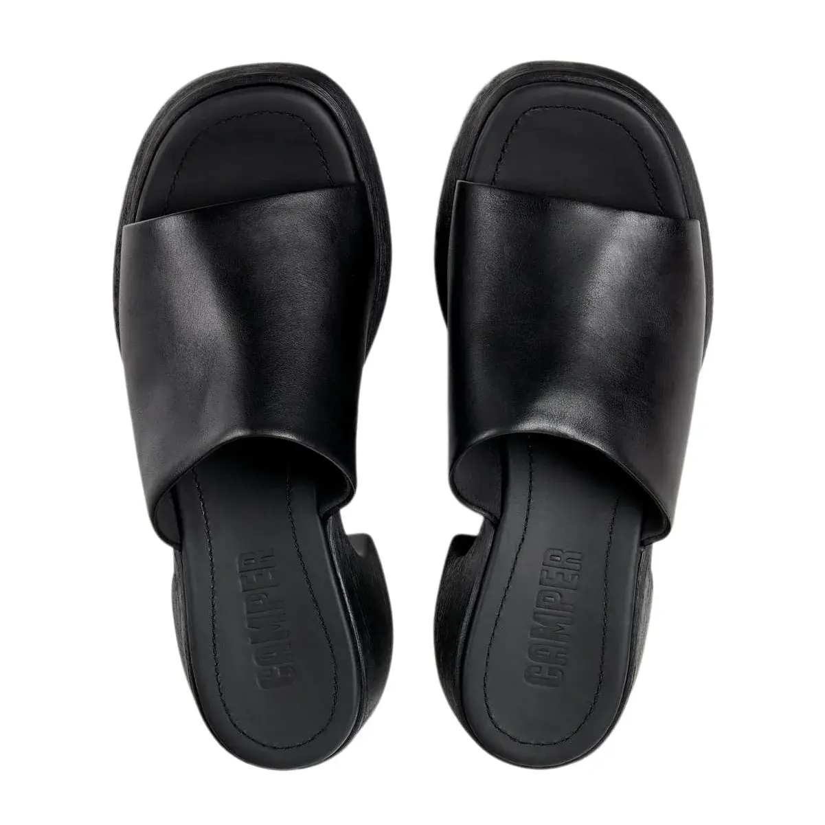 Schwarze Mules mit Absatz aus Leder