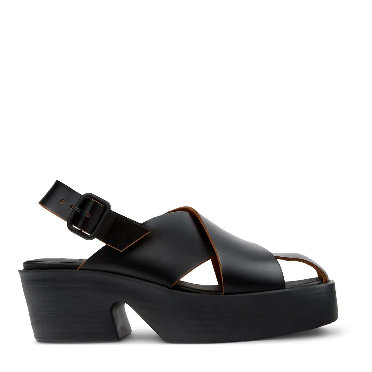 Plateau Sandalen mit Absatz aus Leder