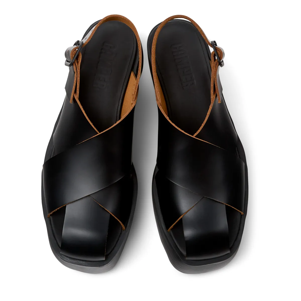 Plateau Sandalen mit Absatz aus Leder