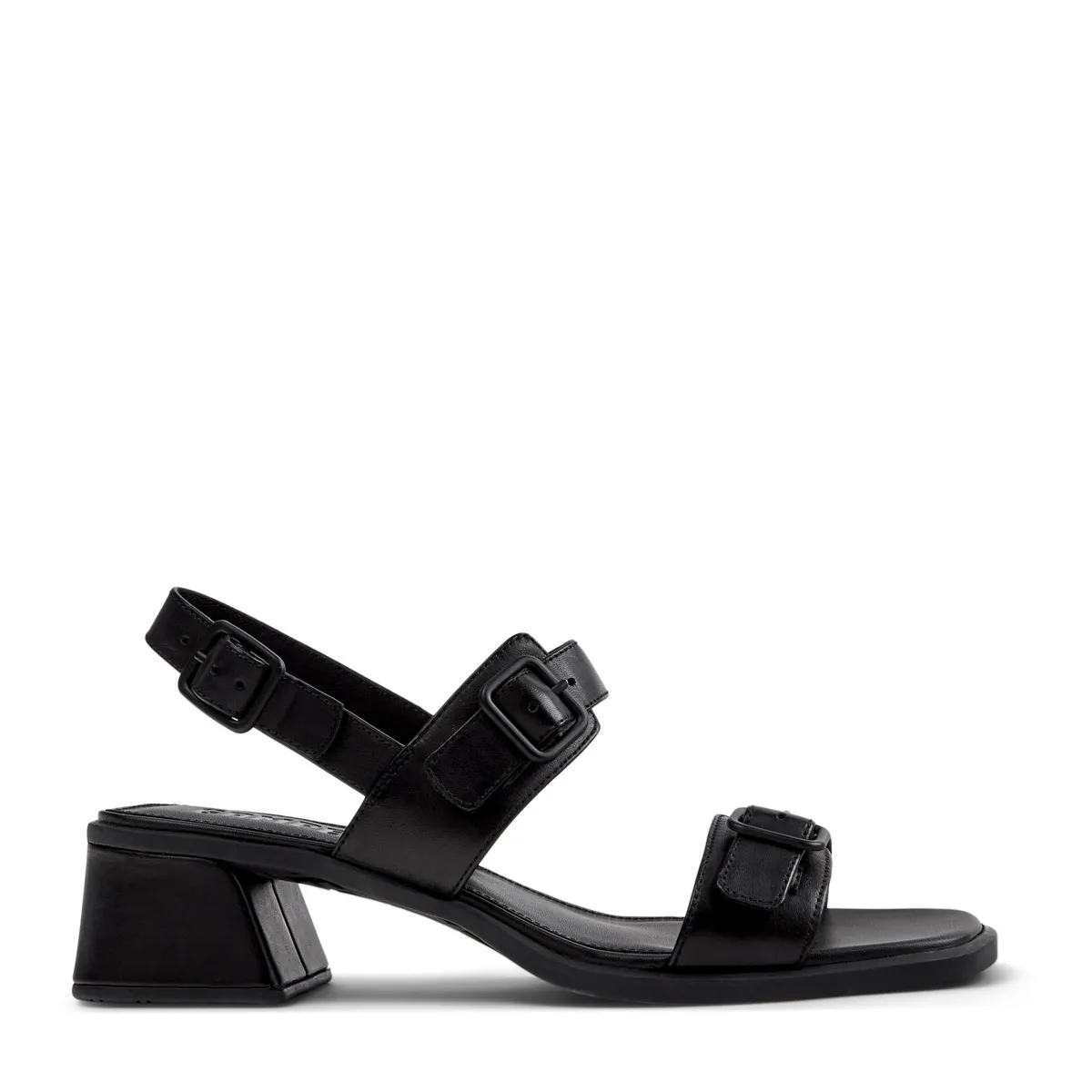 Leder-Sandalen mit Schnalle und Blockabsatz