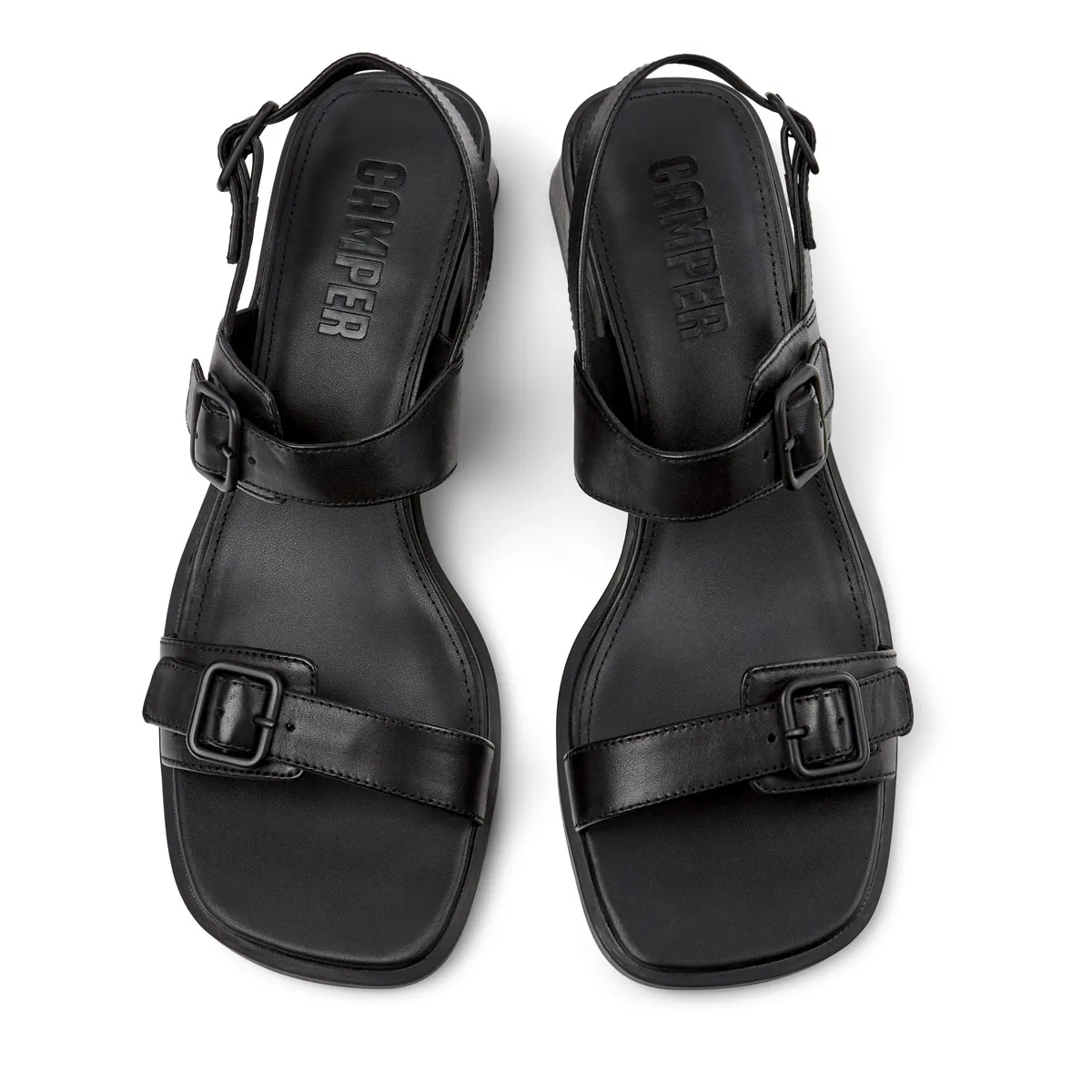 Leder-Sandalen mit Schnalle und Blockabsatz
