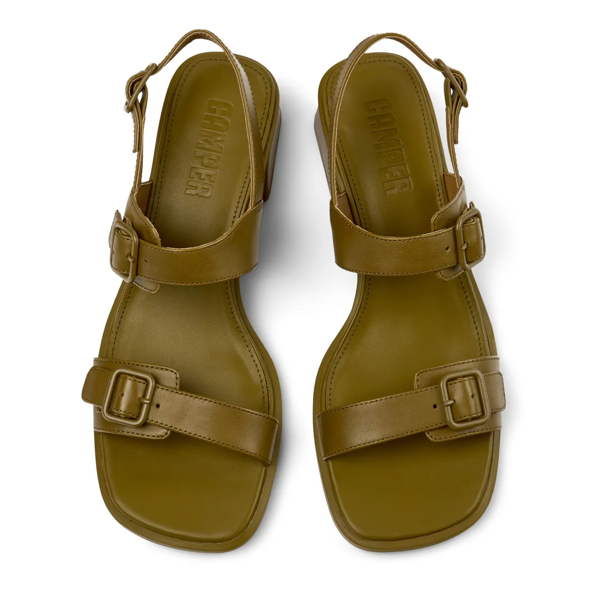 Sandalen aus Leder mit Schnallen und Blockabsatz