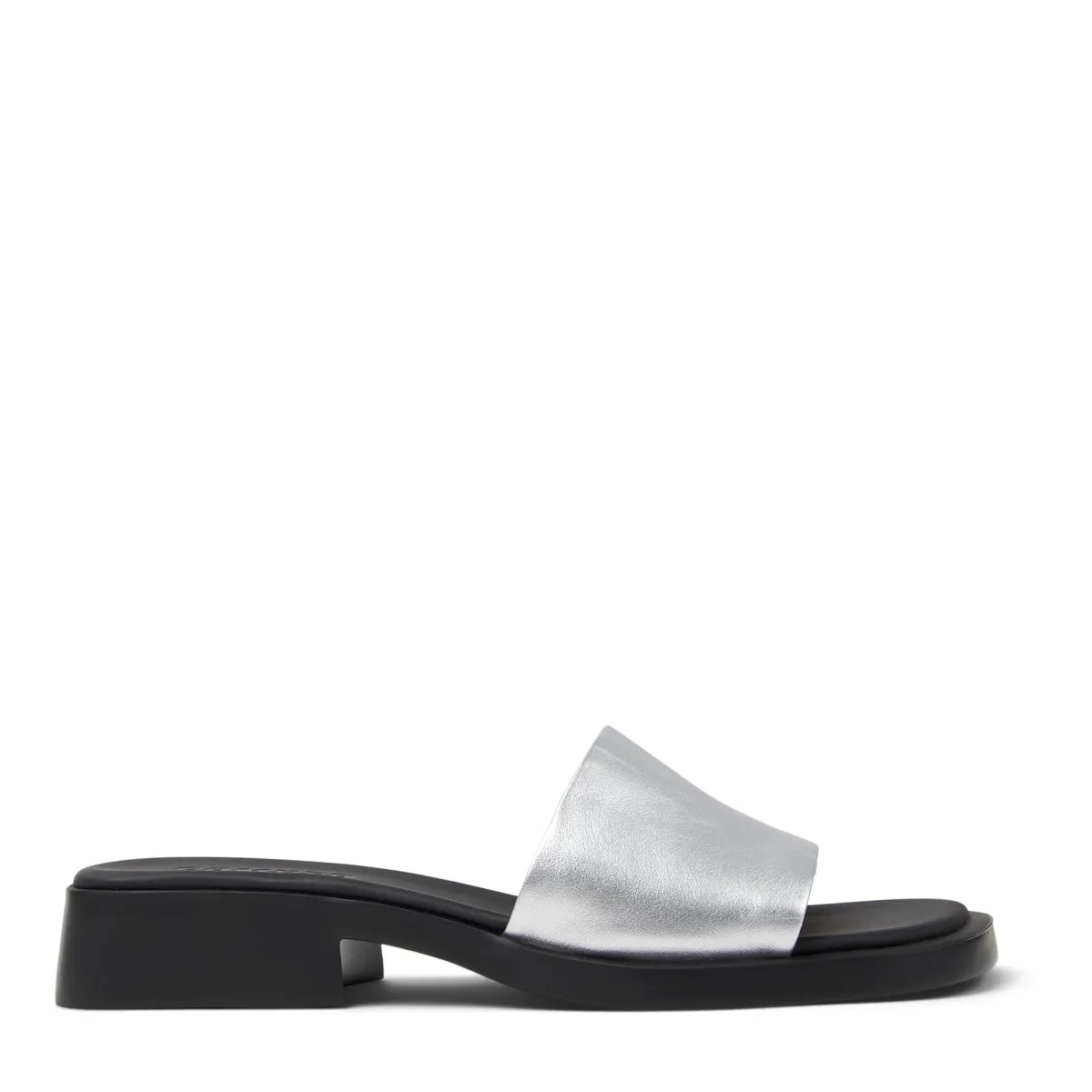 Metallic Silberne Leder Plateausandalen
