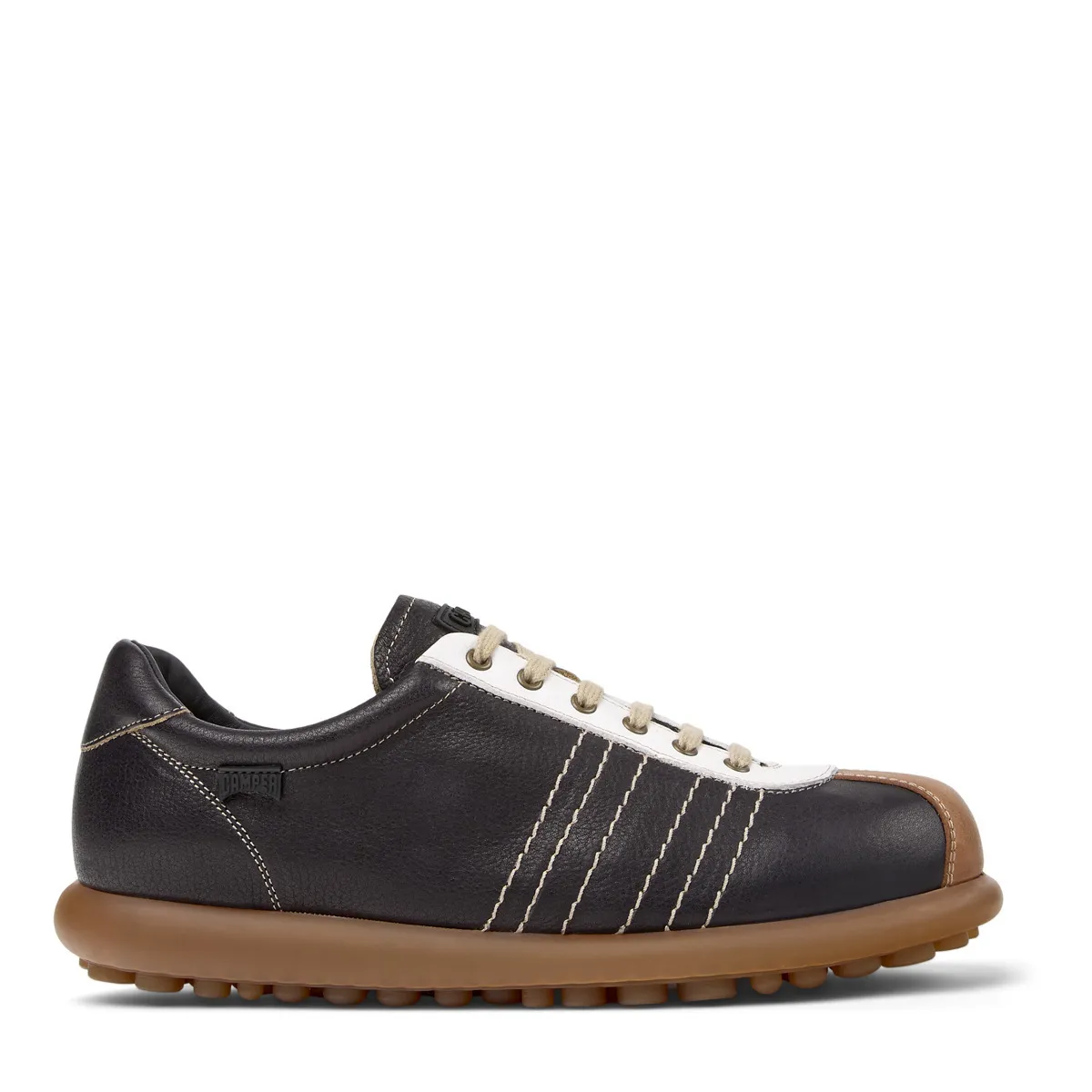 Leder-Sneaker mit runder Sohle