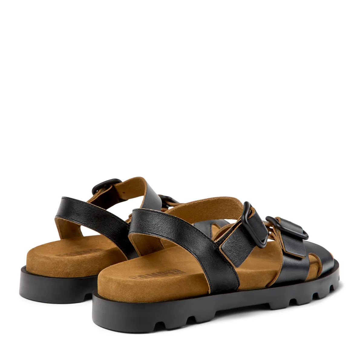 Schwarze Ledersandalen mit Schnalle