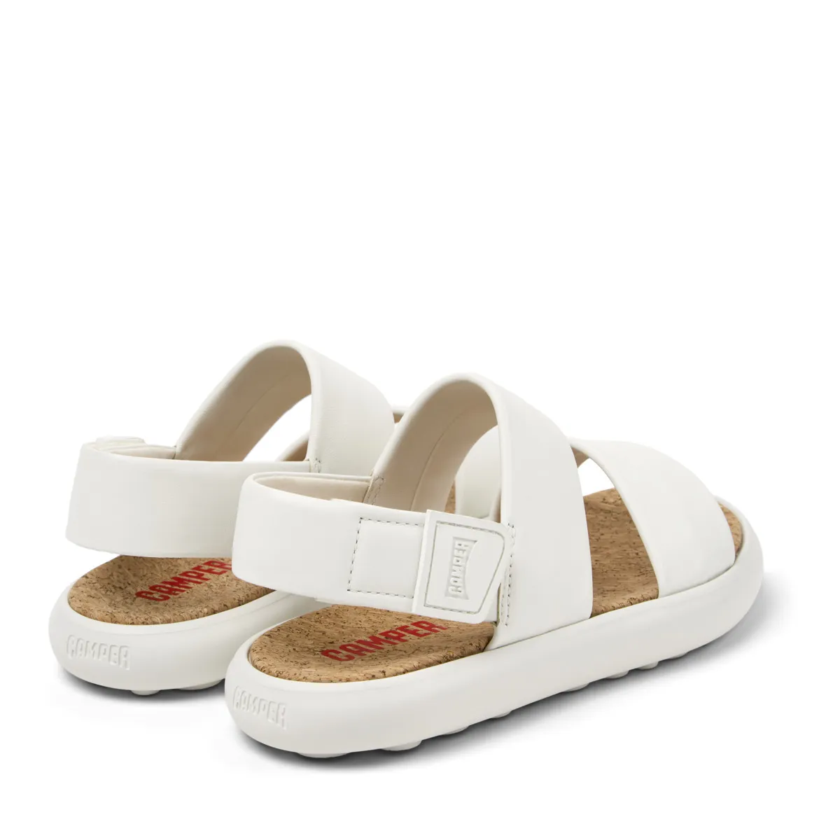 Weiße Leder Sandalen mit zwei Riemen