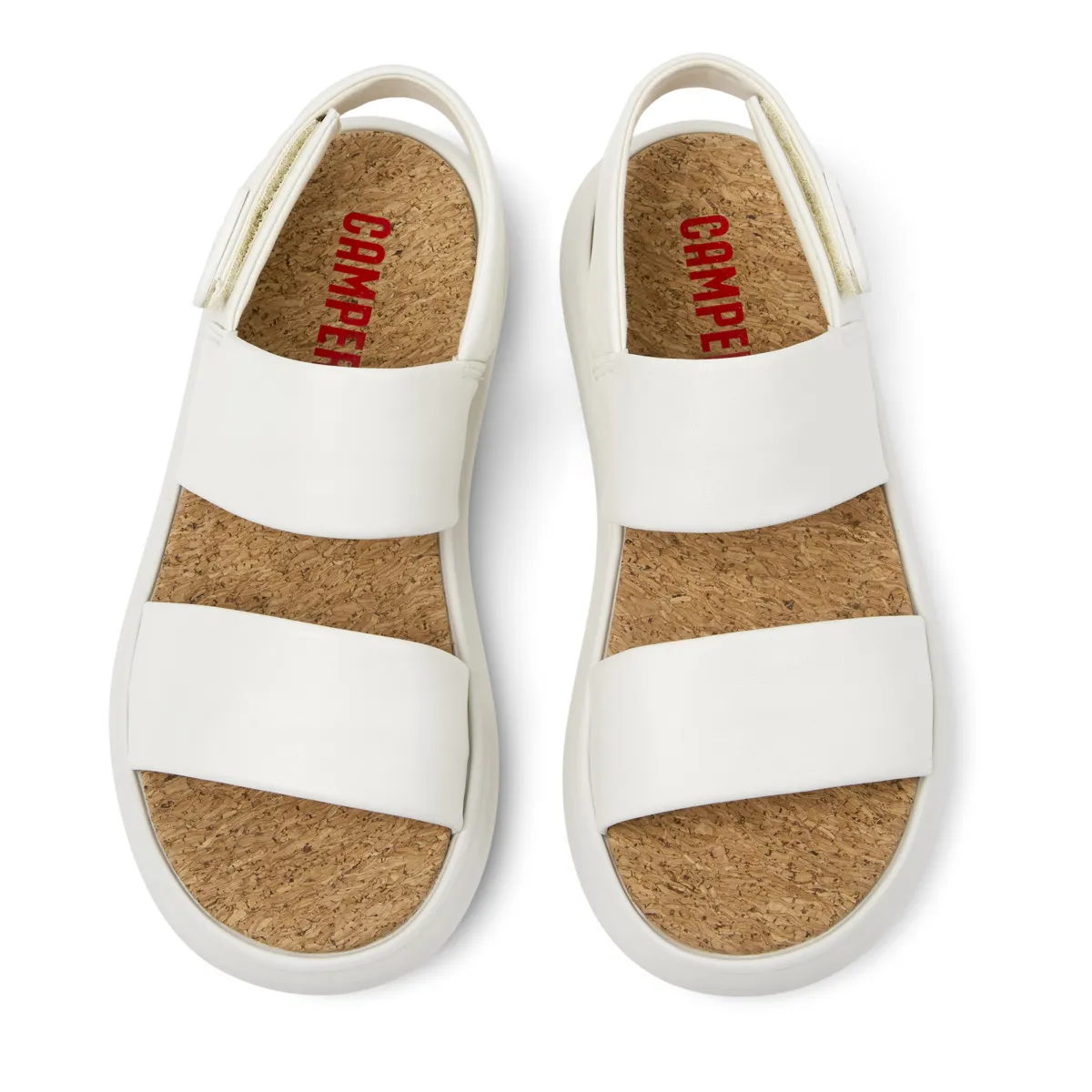 Weiße Leder Sandalen mit zwei Riemen