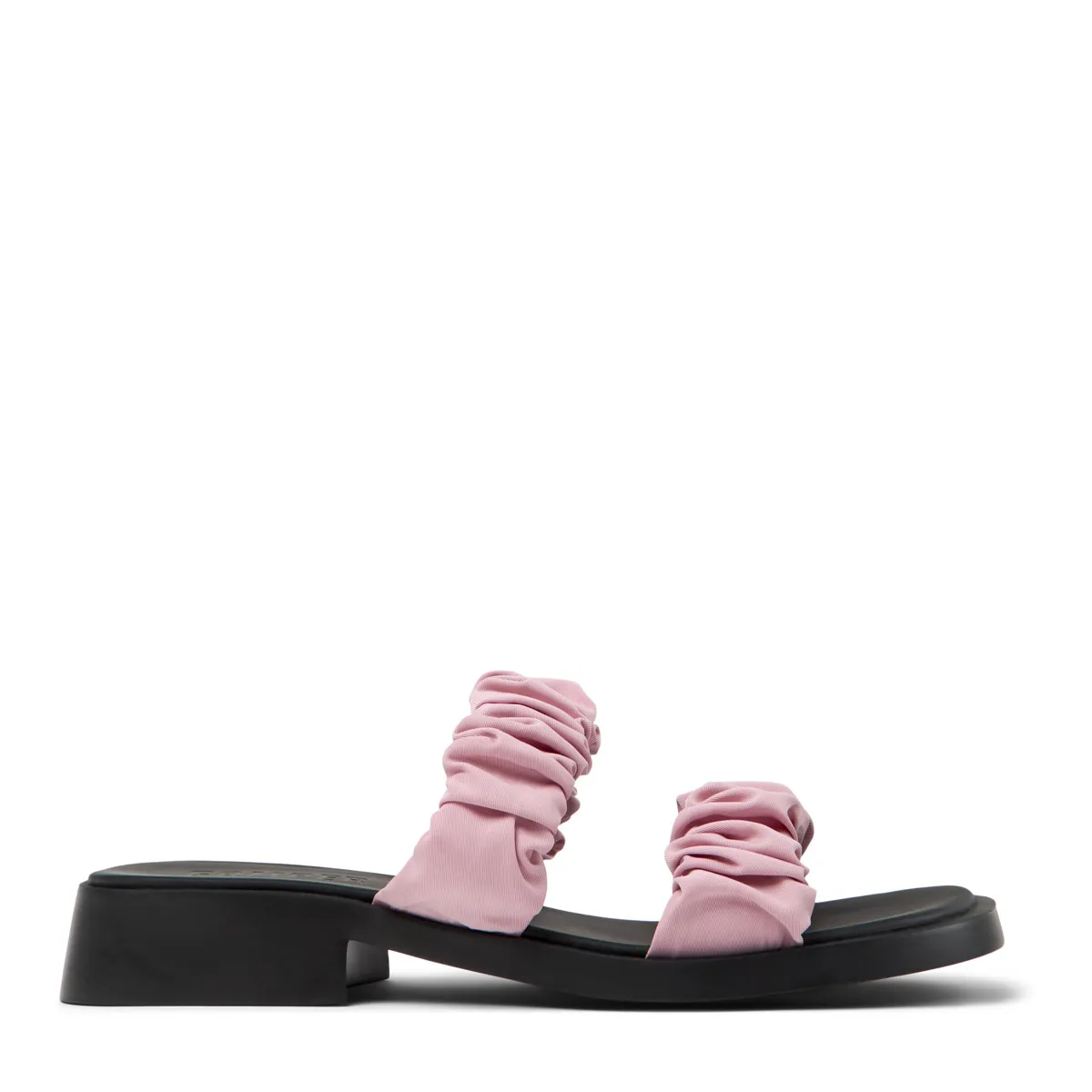 Riemchensandalen mit gerafftem Riemen und Blockabsatz