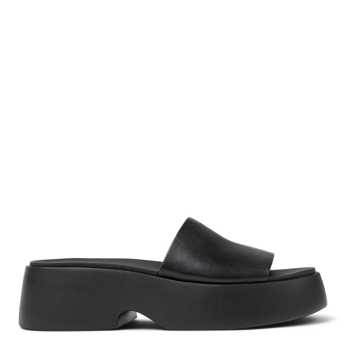 Schwarze Leder-Plateau-Sandalen