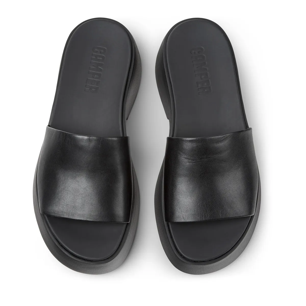 Schwarze Leder-Plateau-Sandalen