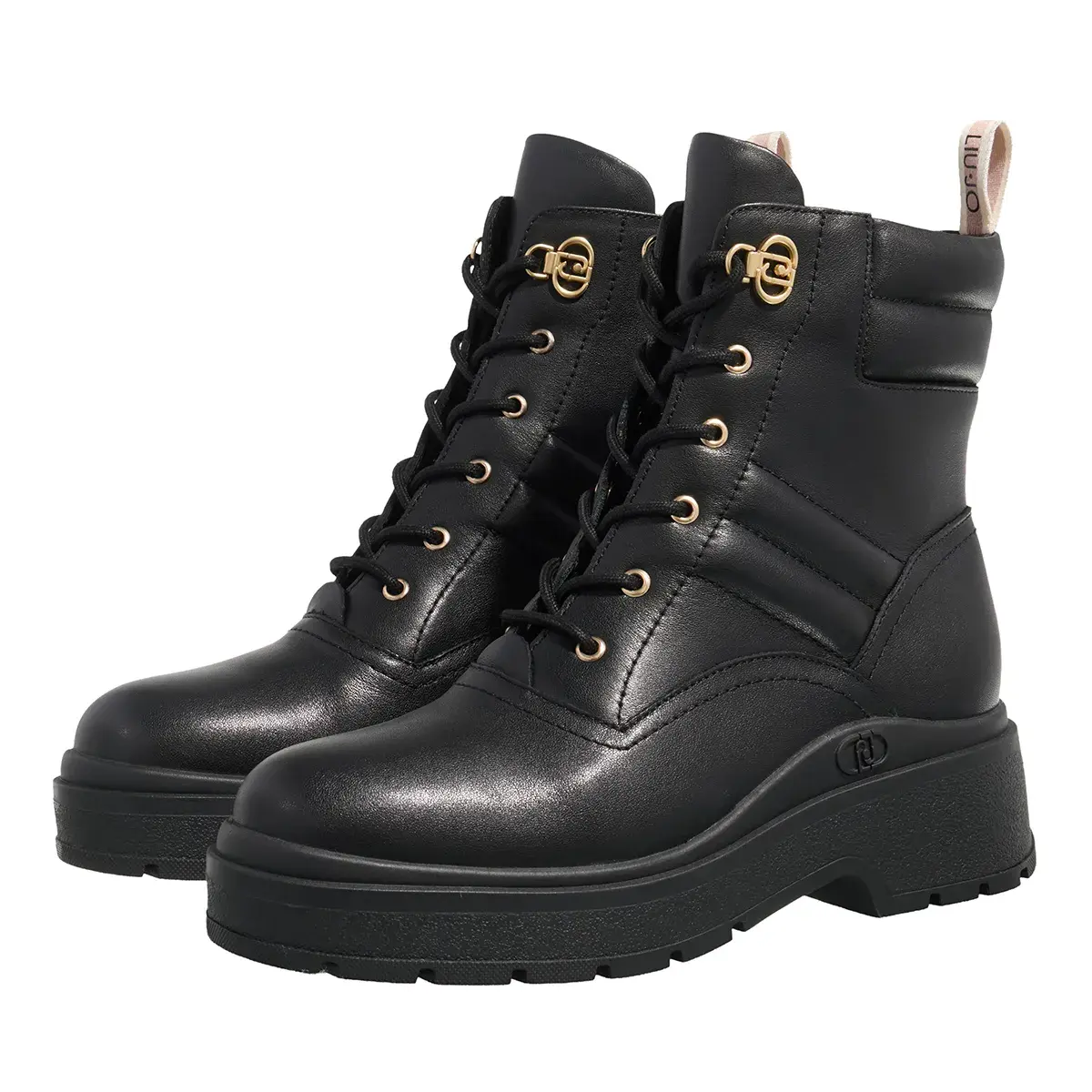 Schwarze Schnürstiefeletten aus Leder