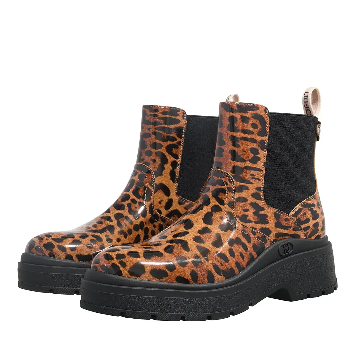 Chelsea Boots mit Leopardenmuster und Plateausohle