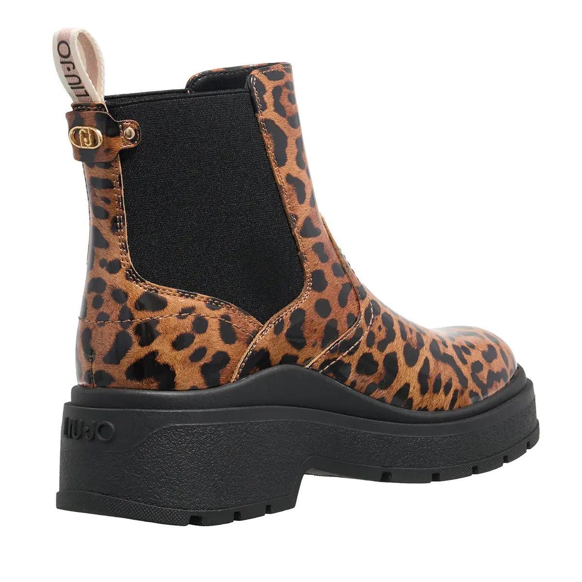Chelsea Boots mit Leopardenmuster und Plateausohle
