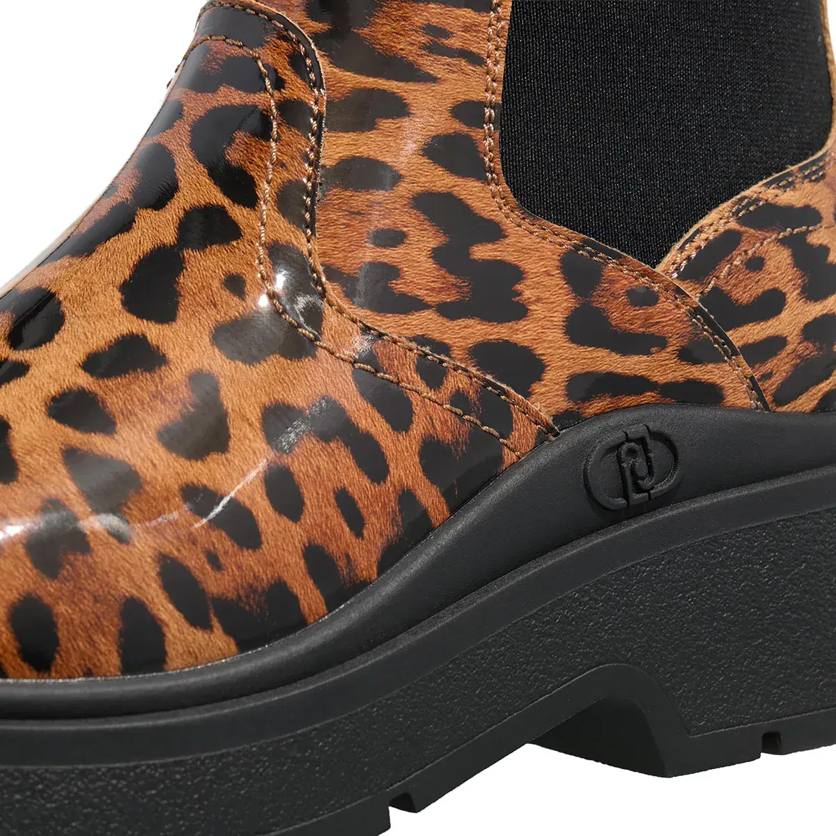 Chelsea Boots mit Leopardenmuster und Plateausohle