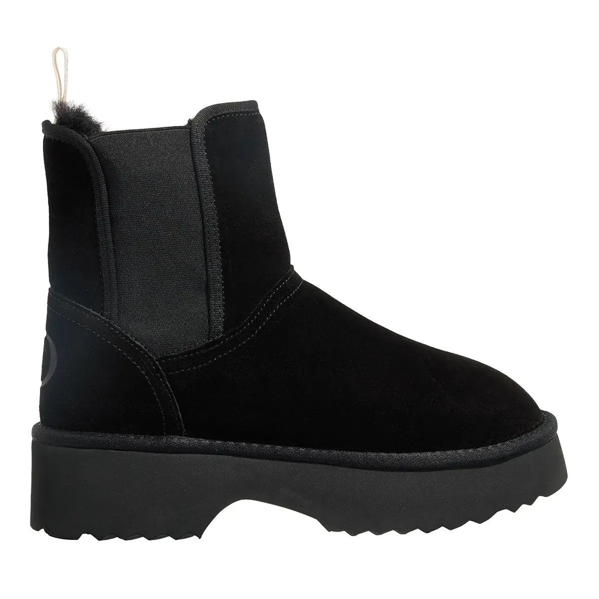 Schwarze Chelsea Boots mit Wildlederplateau