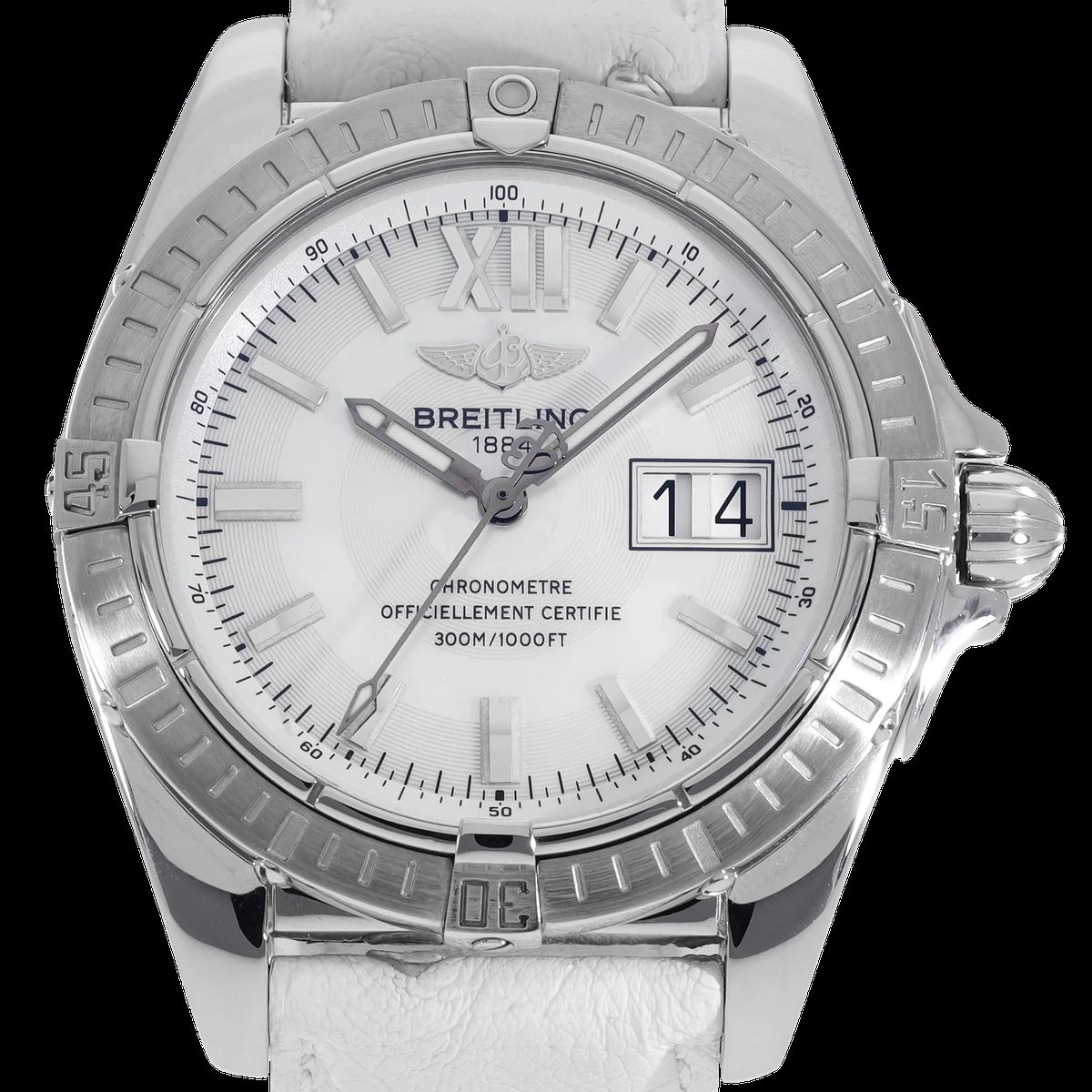 Silberne Breitling Windrider Perlmutt Uhr