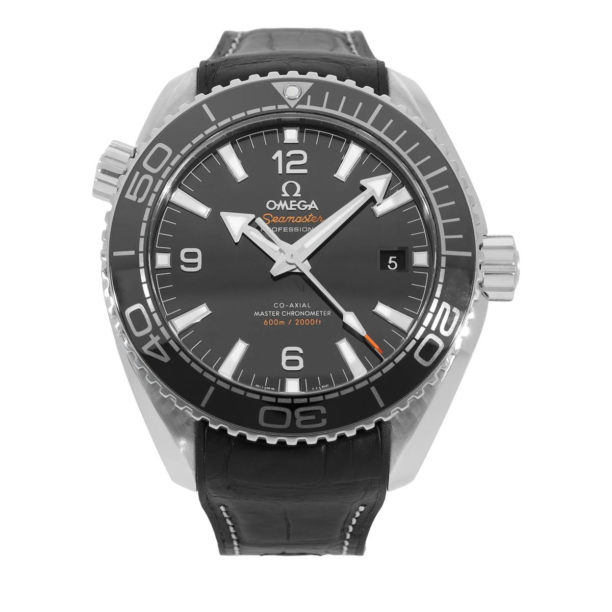 Seamaster Planet Ocean Uhr mit schwarzem Zifferblatt