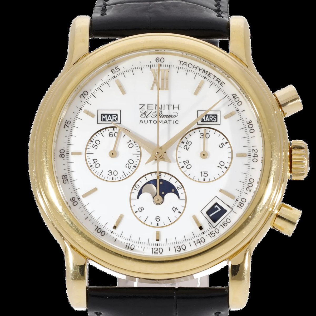 Gold Chronograph Uhr mit Mondphase