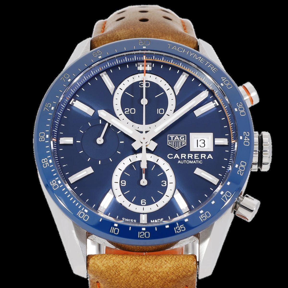 Blaue Carrera Automatikuhr mit Chronograph