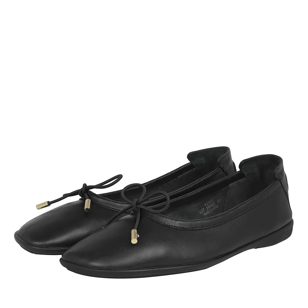 Klassische Ballerinas aus Leder mit Schleife