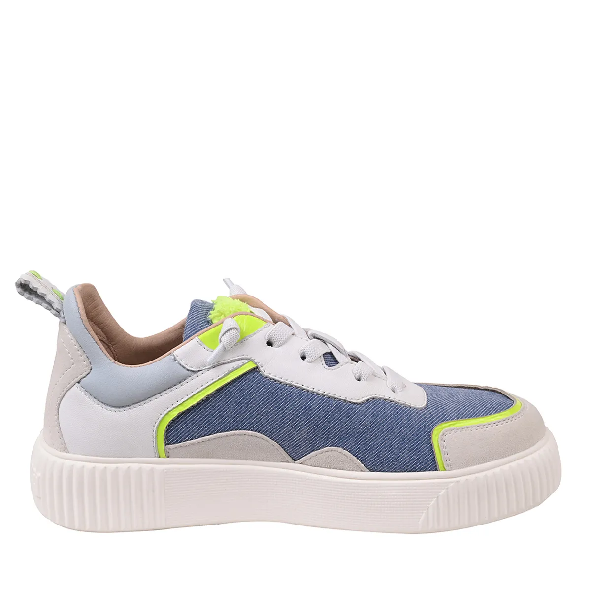 Low-Top Sneaker aus Denim-Mix