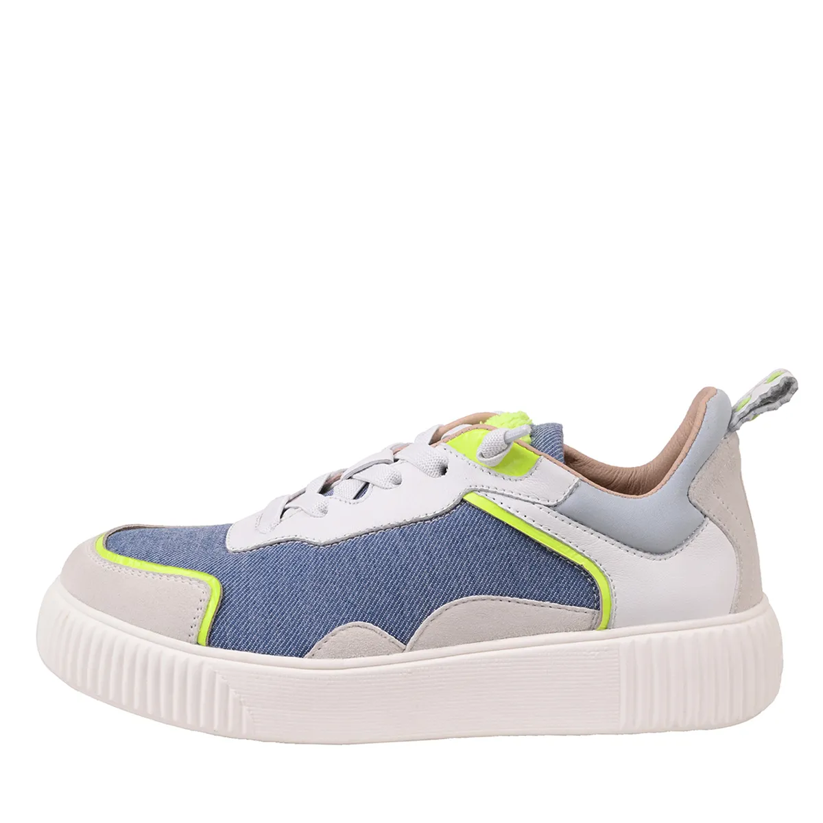 Low-Top Sneaker aus Denim-Mix