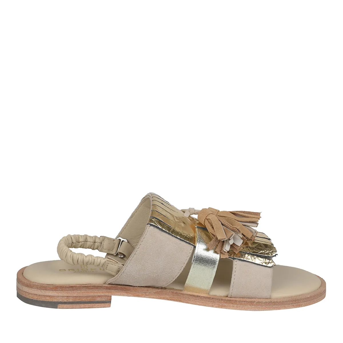 Ledersandalen mit Quasten und Slingback Beige