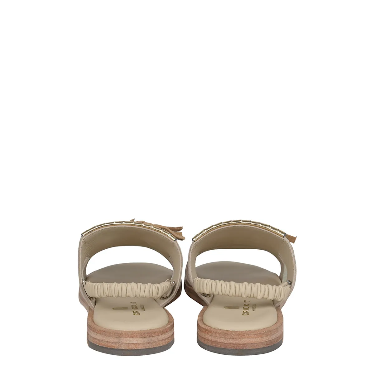 Ledersandalen mit Quasten und Slingback Beige