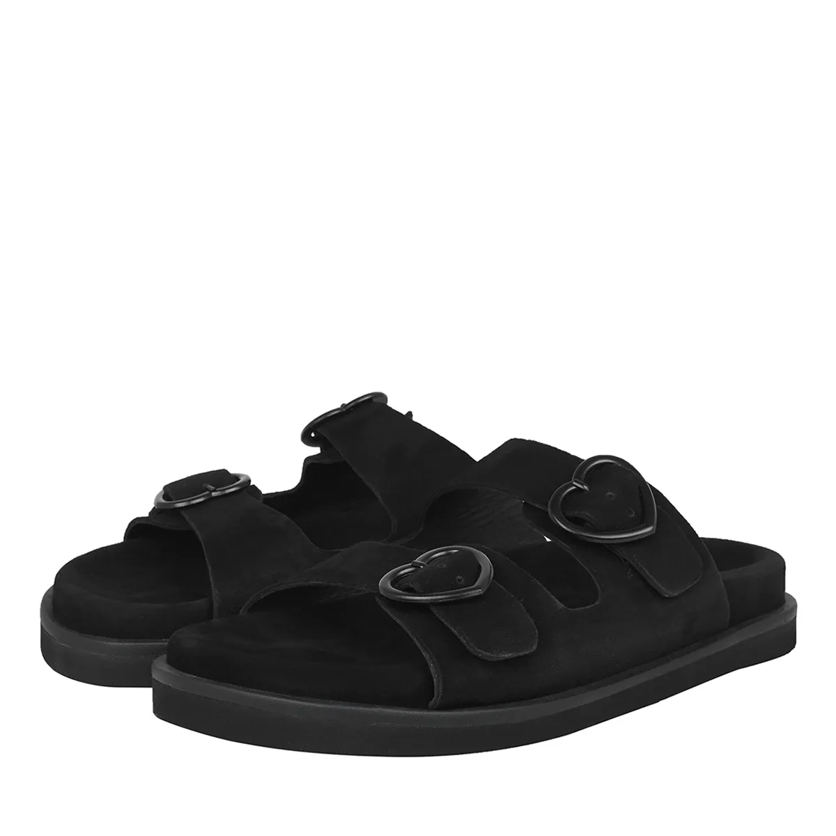 Sandalen mit Doppelriemen und Herzschnalle