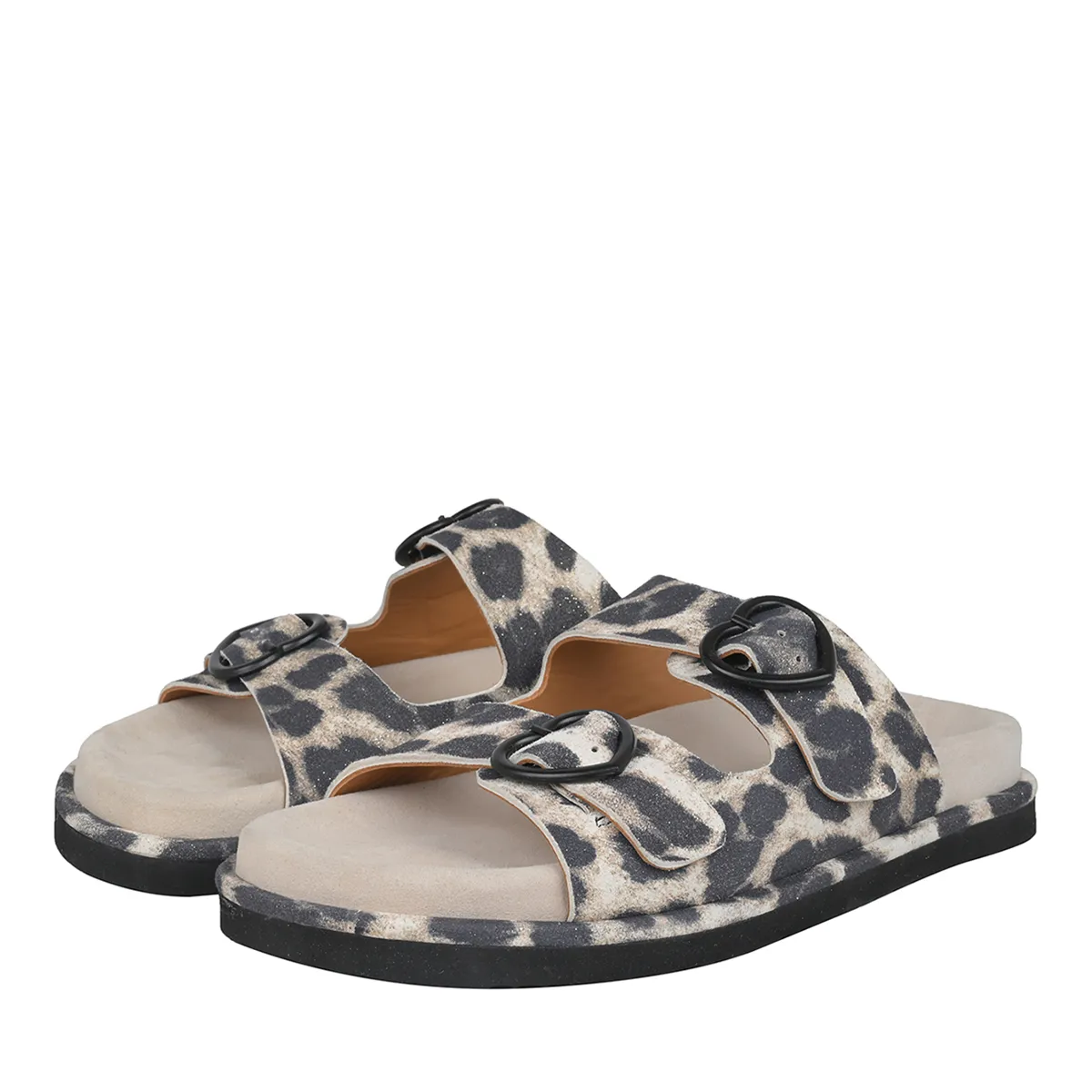 Doppelriemen Sandalen mit Leopardenmuster