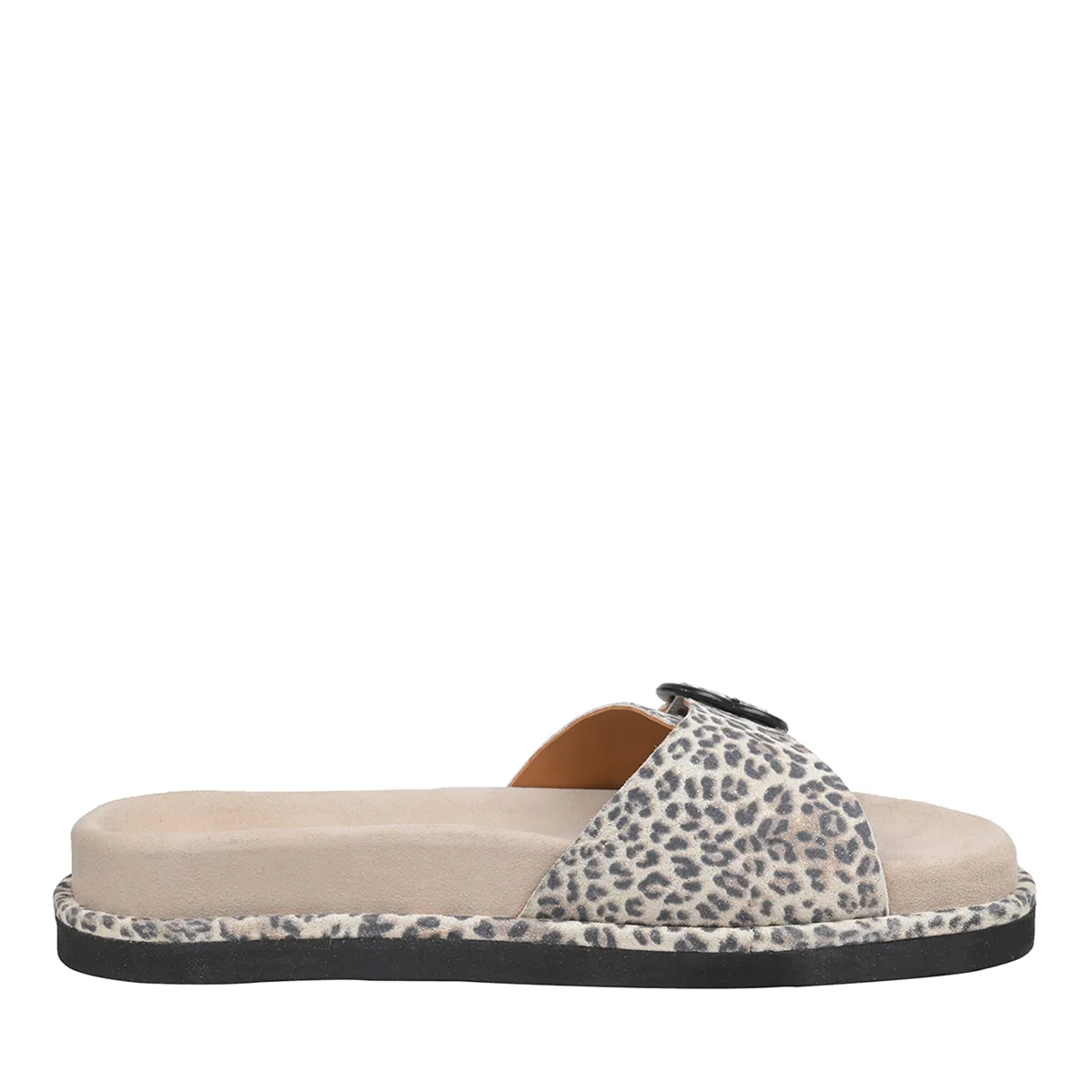 Pantoletten mit Leopardenmuster und Schnalle