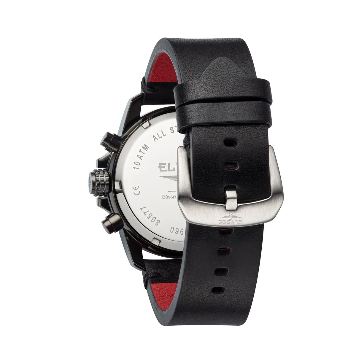 Schwarze Herren-Chronograph-Uhr mit Lederarmband