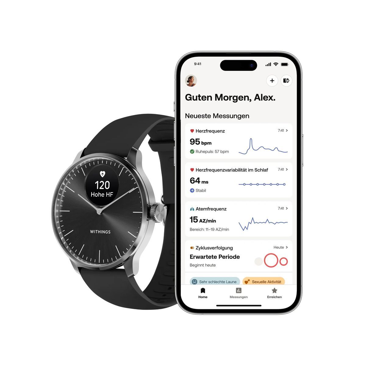 Schlichte Hybrid-Smartwatch mit Sensoren