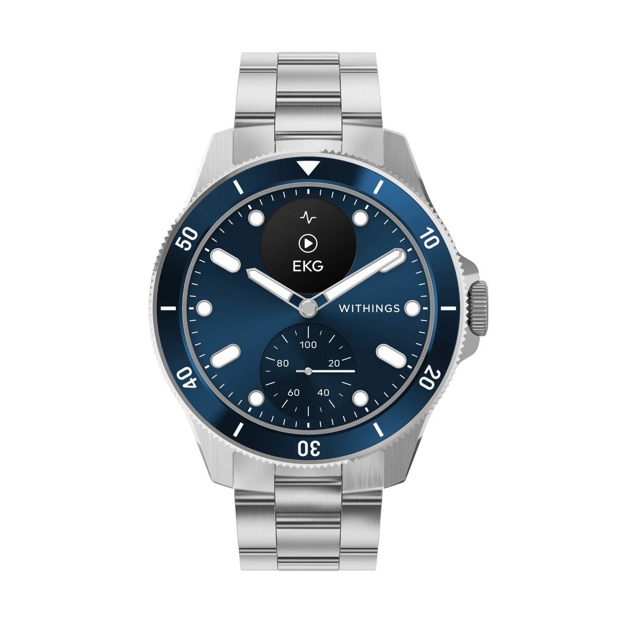 Hybride Smartwatch mit blauem Zifferblatt
