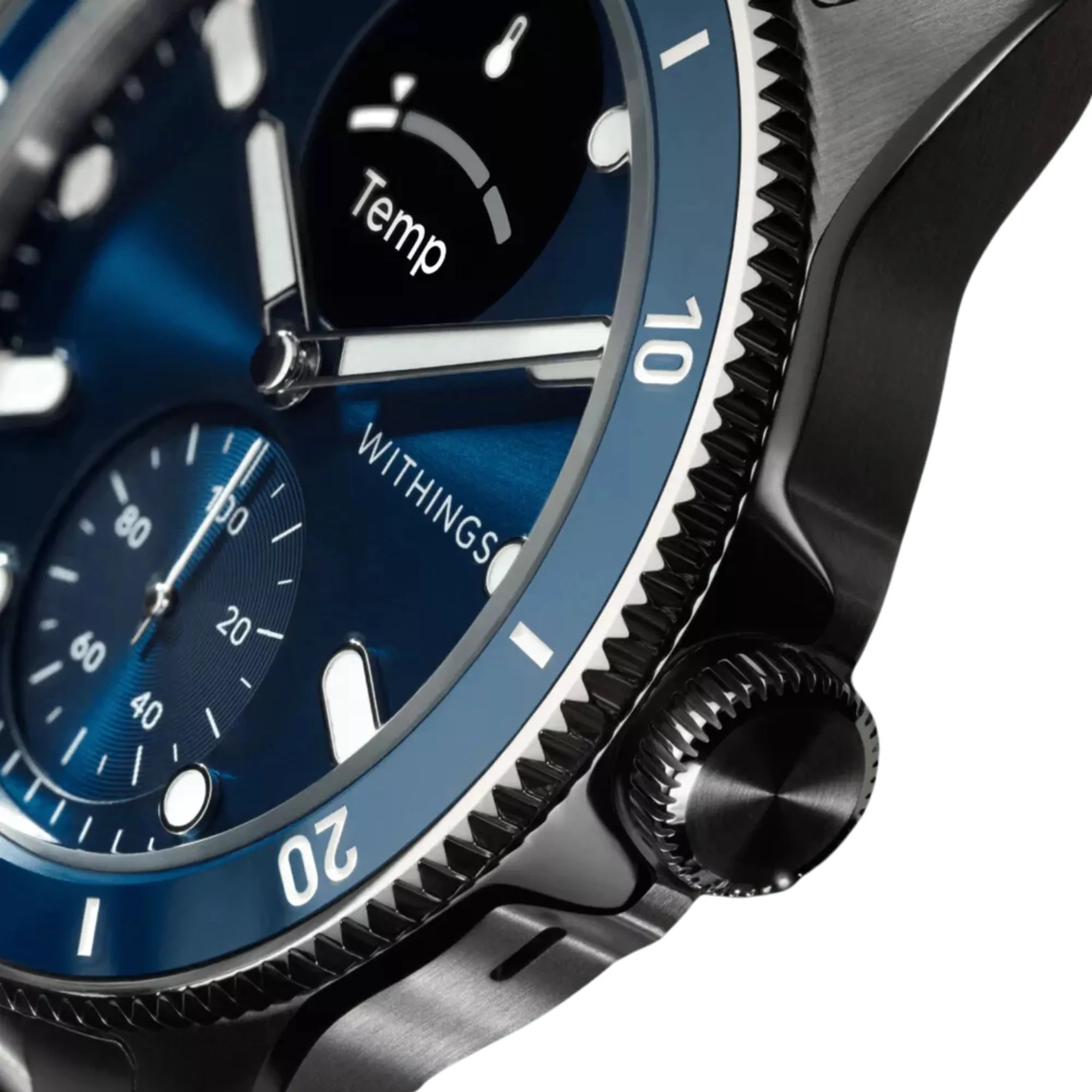 Hybride Smartwatch mit blauem Zifferblatt