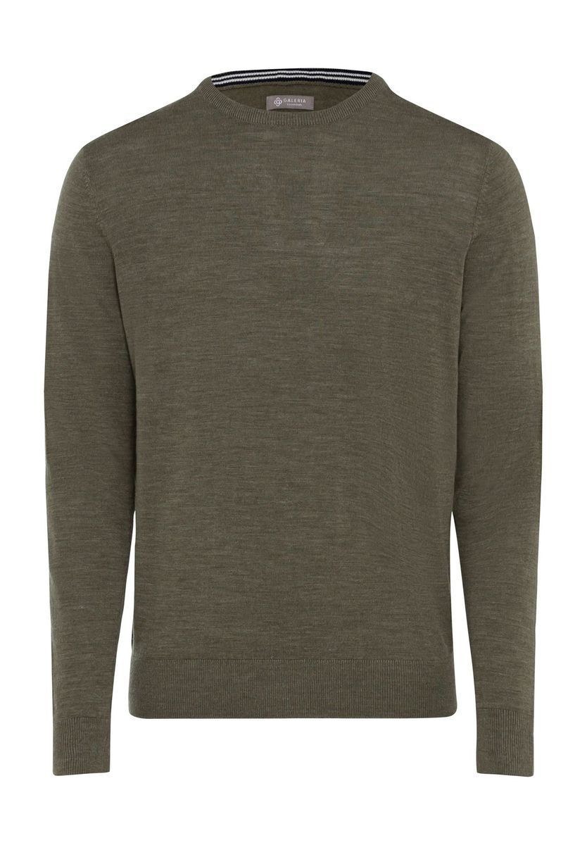 Herren Olivgrüner Merinowollpullover