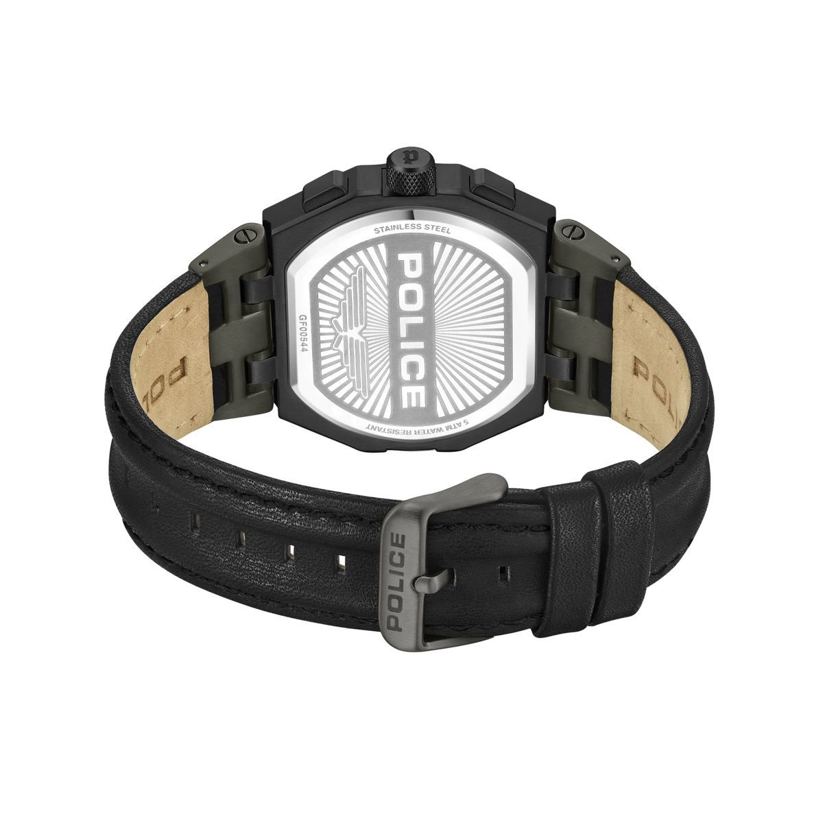 Herren Dual Time Schwarze Lederuhr