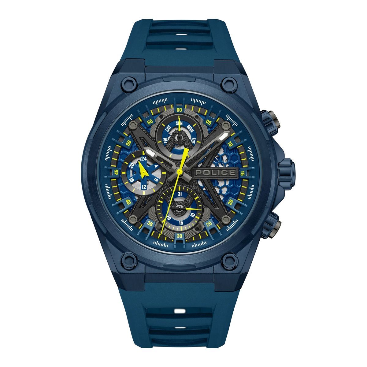 Blau Chronograph Uhr mit Kautschukband