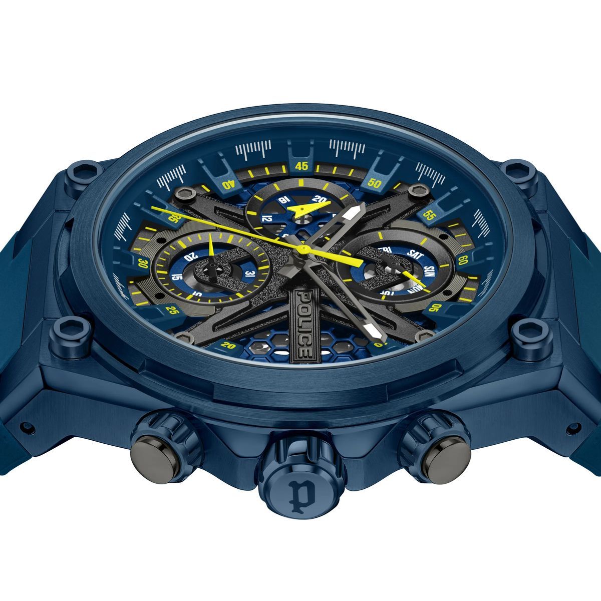 Blau Chronograph Uhr mit Kautschukband